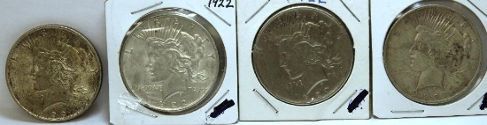 (4) 1922 Peace Dollars