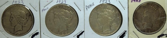 (4) 1923 Peace Dollars
