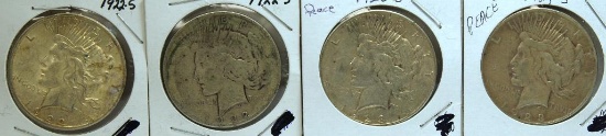 (2) 1922S, (2) 1923S Peace Dollars