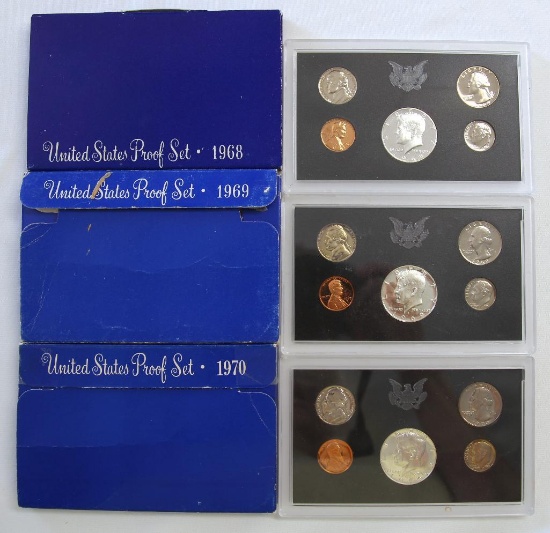 U.S. Mint 1968, 1969, 1970 Proof Sets