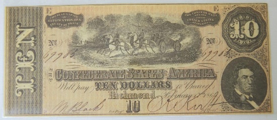 Confederate States of America 1864 Richmond $10 Note
