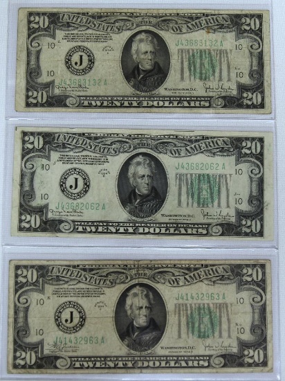 (2) 1934D $20 Notes and 1934C $20 Note