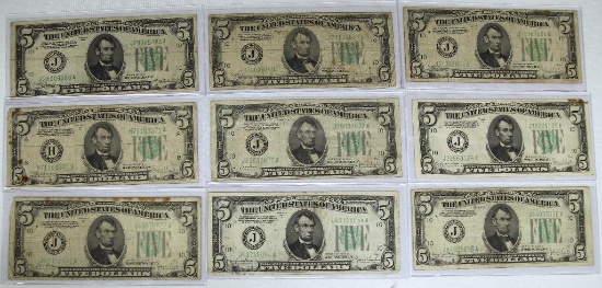 (9) 1934 Series $5 Notes