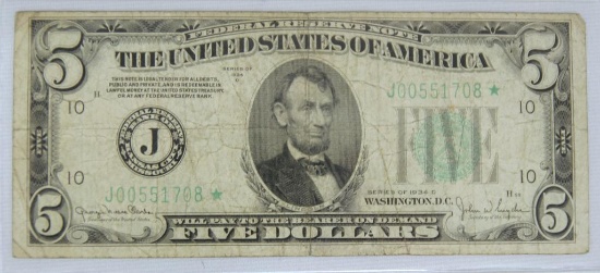 1934D $5 Star Note