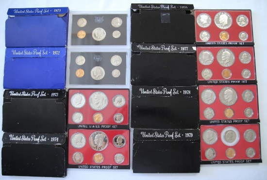 U.S. Mint 1971, 1972, 1973, 1974, 1976, 1977, 1978, 1979 Proof Sets