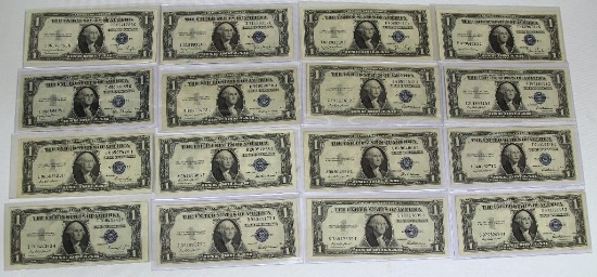(16) 1935 Series $1 Blue Seal Silver Certificates