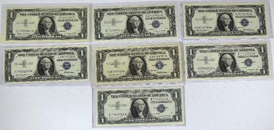 (7) 1957 Series $1 Blue Seal Silver Certificates