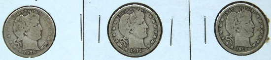 1908O,1912,1912S Barber Quarters
