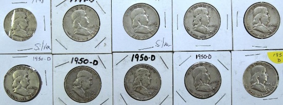 1948,1949D,1949S,(6)1950D,1951 Walking Liberty Half Dollars