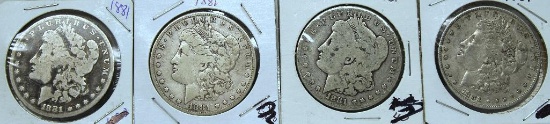 (4)1881 Morgan Dollars
