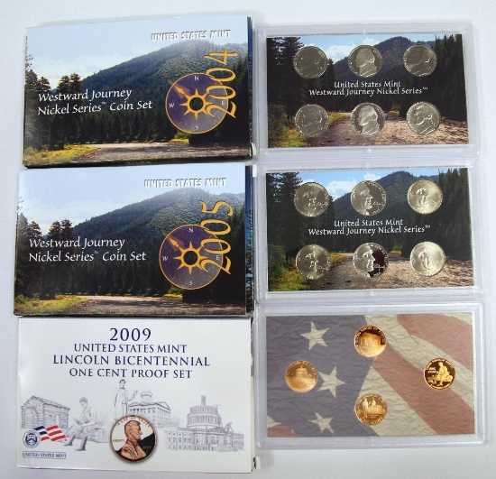 U.S. Mint 2004, 2005 Westward Journey Nickel Series Coin Sets and U.S. Mint 2009 Lincoln