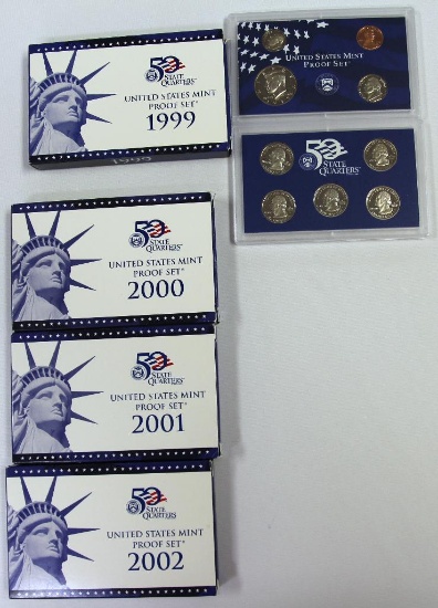 U.S. Mint 1999, 2000, 2001, 2002 Proof Sets
