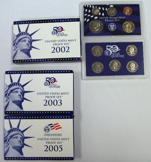 U.S. Mint 2002, 2003, 2005 Proof Sets