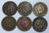 1887,1888,1889,1890,1891,1895 Indian Head Cents