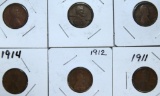 1909,1909VDB,1910,1911,1912,1914 Wheat Cents