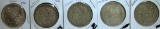 (5) 1921 Morgan Dollars