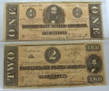 Confederate States of America Richmond 1864 $1 and $2 Notes