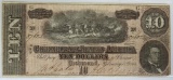 Confederate States of America Richmond 1864 $10 Note