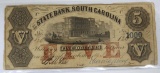 1800's State Bank, South Carolina $5 Note