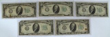 (5) 1934D $10 Notes