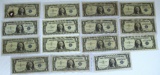 (15) 1957 Series $1 Blue Seal Silver Certificates