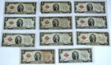 (11) 1928 Series $2 Red Seal Notes