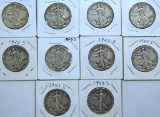 (2)1943D,(8)1943S Walking Liberty Half Dollars