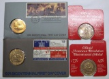 1974, 1976 Bicentennial First Day Covers with Medals and (2) American Revolution Bicentennial Medals