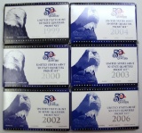 U.S. Mint 1999, 2000, 2002, 2003, 2004, 2006 State Quarters Proof Sets