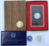 1971 Brown Box Eisenhower Proof Dollar and 1971 Blue Envelope Eisenhower Uncirculated Silver Dollar