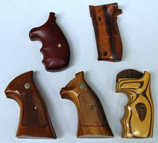 (5) Sets of Wooden Pistol Grips - (2) Smith & Wesson, (3) Unknown