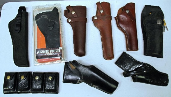 Mixed Lot (8) Leather and Nylon Holsters - Hunter 1100-60, Hunter 1100-G4, Nylon Uncle Mike's