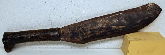 Early Hand Forged Bolo Type Knife, Initials JWR on Blade, 11" Blade, 17 1/4" Overall