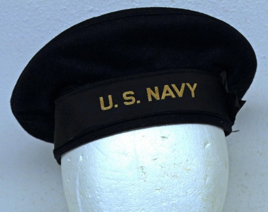 U.S. Navy WWII Wool Cap or Hat, Marked on Inside "Bobowski, M.J."