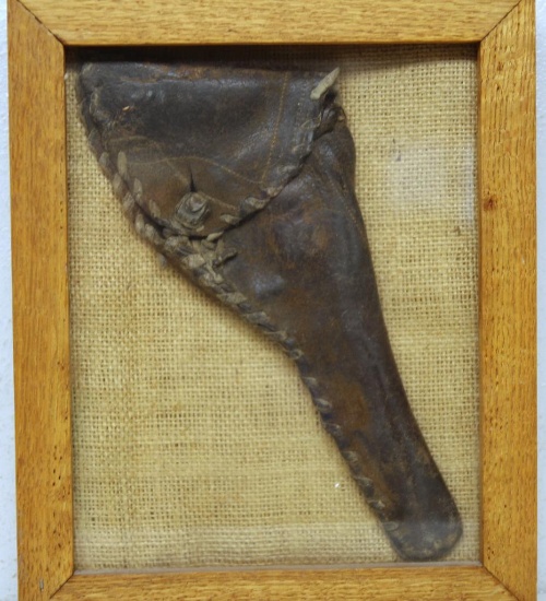 Old Frontier Raw Hide Sewn Leather Revolver Holster in Frame