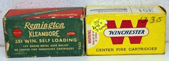 Full Vintage Box Remington and Partial Vintage Box Winchester (35 Live 3 Spent) .351 Winchester Self