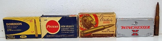 Mixed Lot of Ammunition and Brass to include Partial Box (14) Winchester .35 Rem. 200 gr.