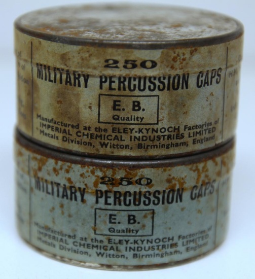 (2) Full Sealed Tins of 250 Military Percussion Caps