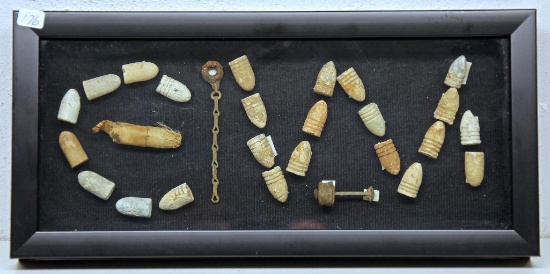 Showcase w/Civil War Bullets and other Relics