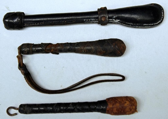 (3) Small Police Saps Spring Loaded w/Lead, Wrapped in Leather