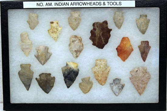 12" x 8 1/2" Frame Native American Indian Arrowheads and Tools