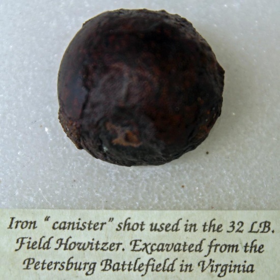 Iron Canister Shot Used in the 32 lb Field Howitzer. Excavated from the Petersburg Battlefield in