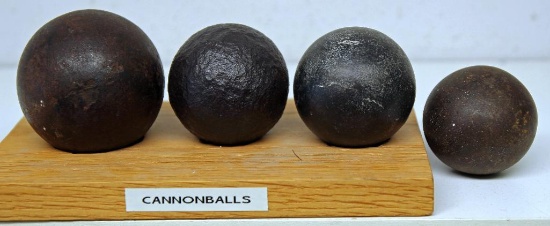 (4) Civil War Cannonballs from about 2" up to about 3".