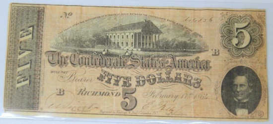 The Confederate States of America Richmond $5 Note