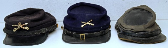(3) Civil War Reproduction or Reenactment Kepi Caps