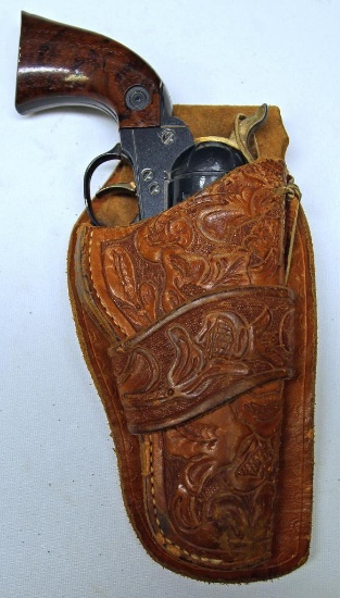 Daisy BB Pistol w/Vintage Tooled Leather Single Loop Holster, BB Gun does not Work, Missing Button