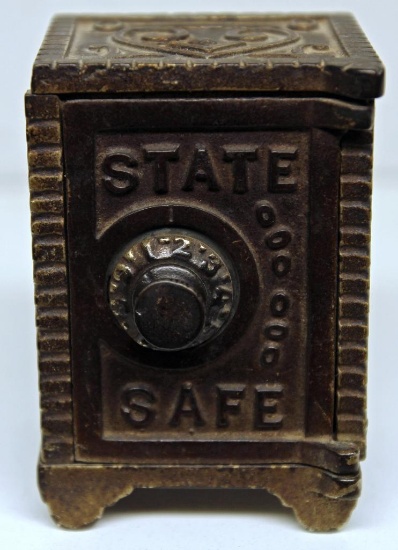 Cast Iron and Metal Toy Child's Combination Bank "State Safe"