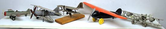 LineMar Tin Friction Toy Airplane "Little Klinker" and (4) other Toy Airplanes