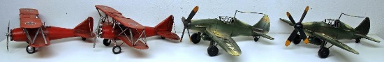 (4) Metal Toy Airplanes
