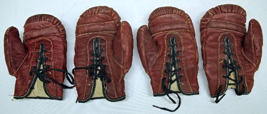 (2) Vintage Pairs Child's Boxing Gloves, Faintly Marked Marathon Sporting Goods